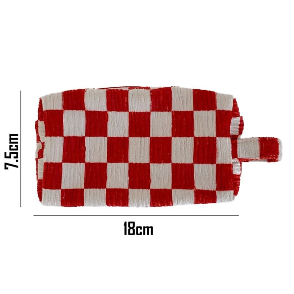 Black And White Checkerboard Cosmetic Bag Large Capacity Portable Storage Bag