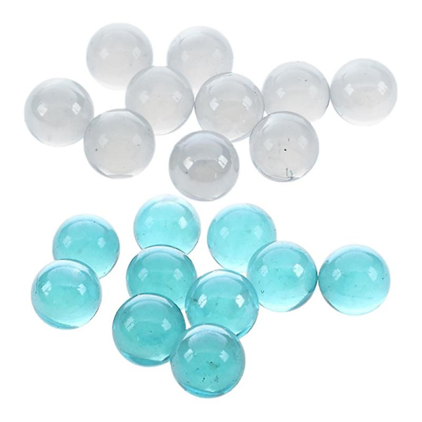 20 st kulor 16 mm glaskulor Knicker glaskulor dekoration färgnuggets leksak blå och genomskinlig