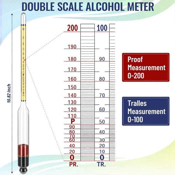 st hydrometer alkohol, alkoholmätare för destillering av alkohol 0-200 Proof & 0-100 Trolley, specifik vikt hydrometer