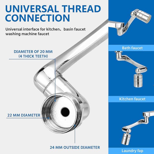 2-pakning Universal 1080° svingbar kranlufter, svingbar forlengelse, Universal kranvifte for