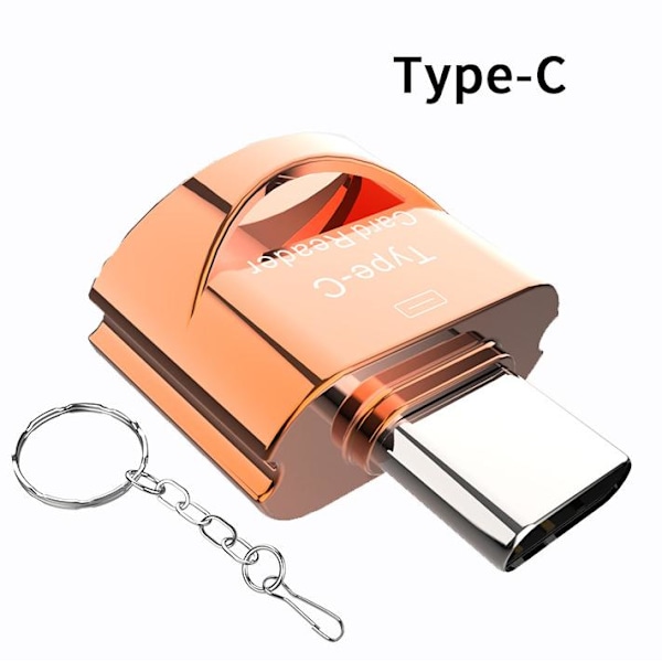 Type-C/Micro USB/Lightning mini mobiltelefonkortlæser højhastigheds TF-kort OTG-kortlæser Type-C Rose Gold