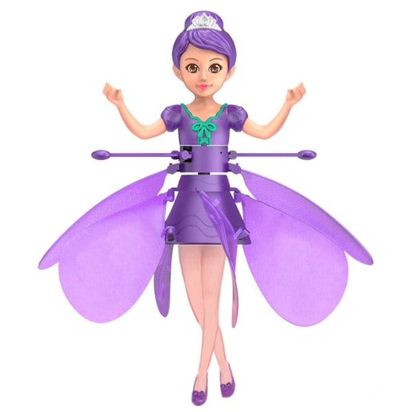 Magisk flygande älva leksak, mini prinsessa docka Rc flygande leksak för pojkar flickor present Purple