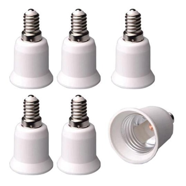 5-pakning E14 til E27 adapter - Hvit