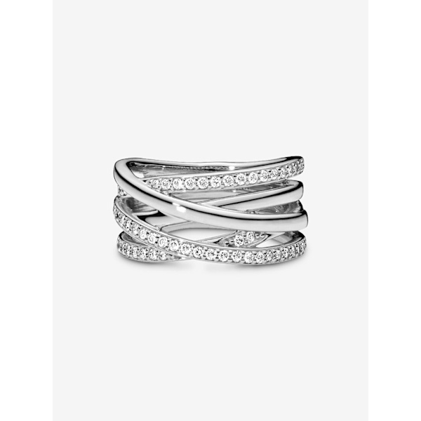 Pandora - Glitrende og Polerte Linjer Ring - Sterling sølv Circumference: 56mm