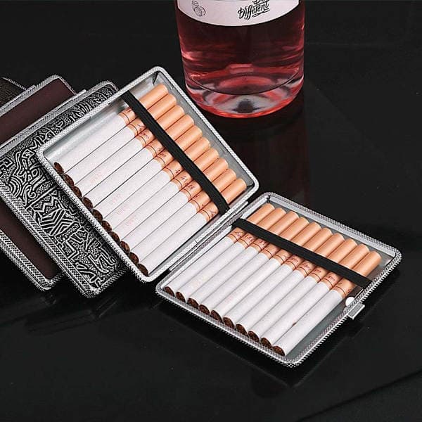 Cigaretetui i PU-læder - Rummer 20 cigaretter, bærbart og anti-knus sort sort Black