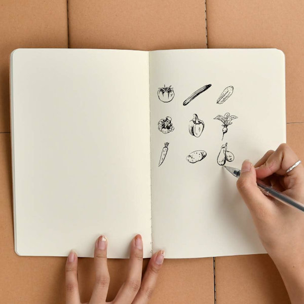 10 stk. notesblok A5, Kraft Cover Notebooks 5 pakker blanke sider/ 5 linjerede sider (36 ark hver), Great Sketchbook Drawing Notebook, Classic Diary Note Pads