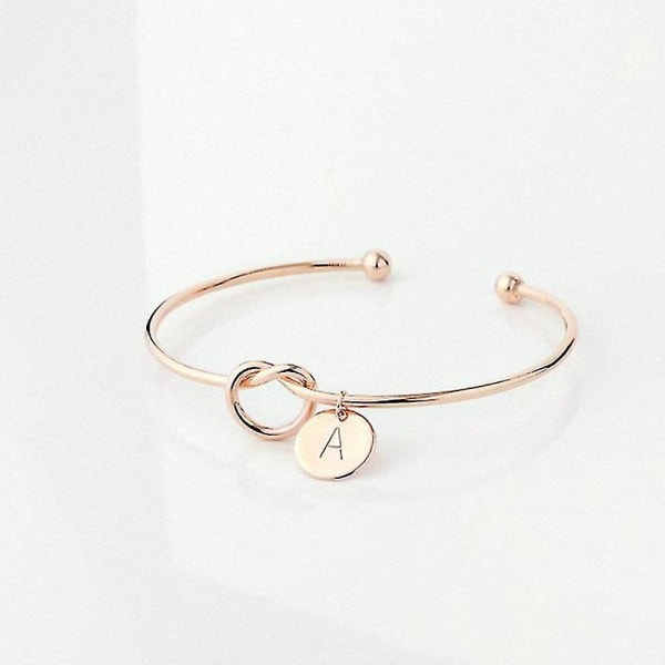 Mote Initial Smykker Initial Legering Brev Charm Armbånd for Kvinner Brudepike Binde ROSE GOLD A