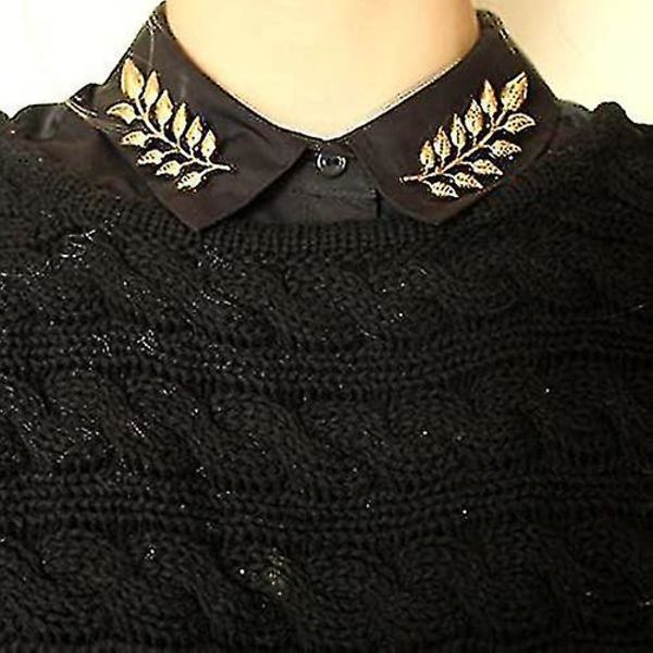 Herre Suit Brocher Dobbelt Blad Krave Pin Broche Guld Plante