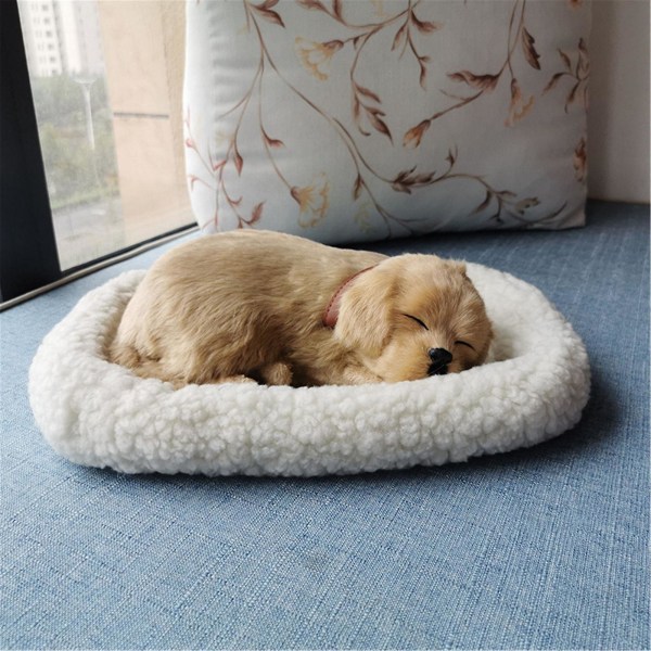 Fort Nite Realistisk sovande plysch andande katt lurvig hund med matta kreativa djur dekor
