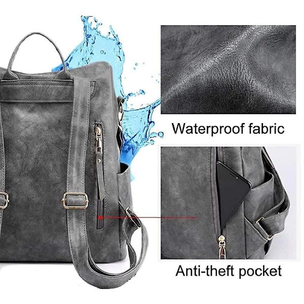 Kvinde Mode Rygsæk Punge Multifunktionel Design Håndtasker Og Skuldertaske Rejsetaske, Med Farverig Rem grey