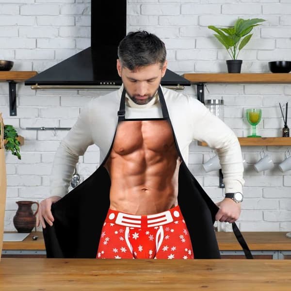 Sjovt BBQ-forklæde til mænd og kvinder, kokkeforklæde - Muscleman 1, M