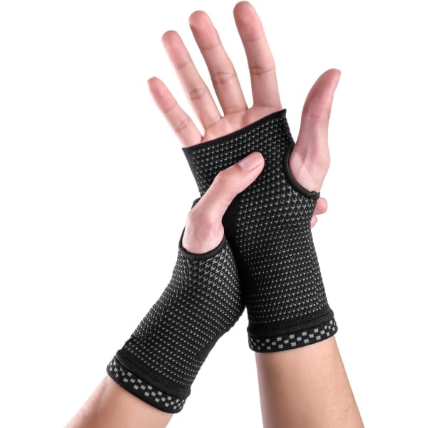 Handledsstöd (1 par), handledskompressionshylsor för karpaltunnel och smärtlindring i handleden, tendinit, artrit (svart)