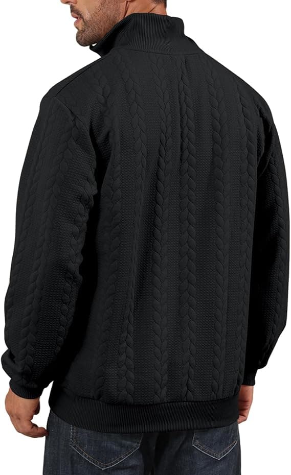 Herre half-zip sweatshirts strikket pullover jumper langærmet jacquard sweatshirts Black