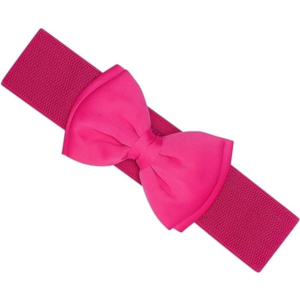 Båndbelte for kvinner - 1950-talls vintagestil satengbelte - Bredt elastisk belte for kvinner - Klassisk bredt belte for kjole, frakk og skjorte (varm rosa)