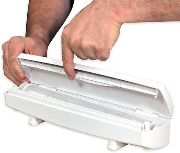 Matfolie- eller aluminiumfolidispenser i vitt, plast, 30 cm