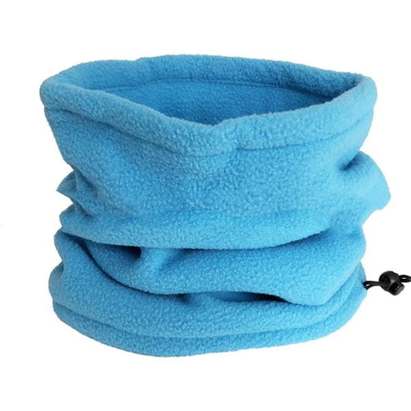 Unisex Vinter Udendørs Ensfarvet Blød Tyk Fleece Halsvarmer Gaiter Cover Hat Lake Blue