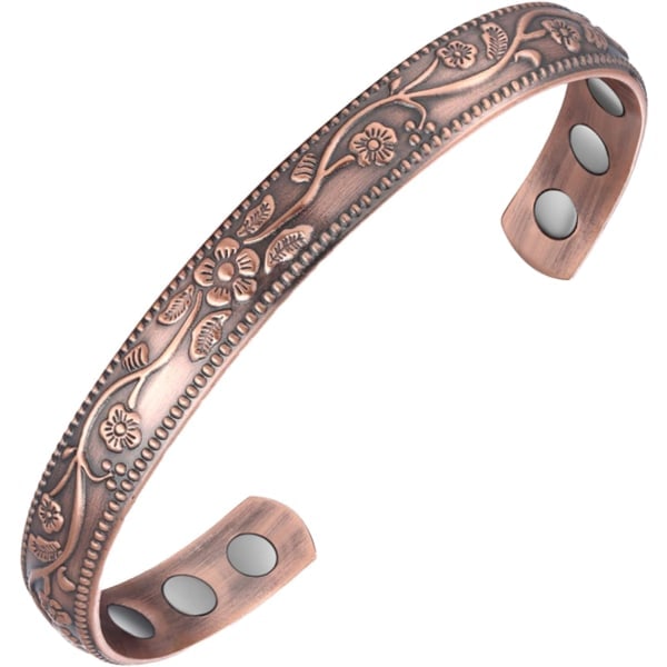 Solid kobber magnetisk armbånd til kvinder og mænd, med 6 magneter (3500 Guass) til Valentinsdagsgave, en Copperplum 1 stk. Copper Plum