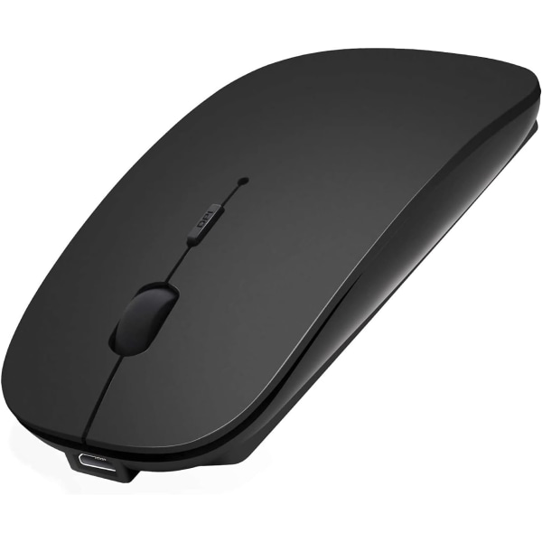 Bluetooth-mus for bærbar PC/iPad/iPhone/Mac(iOS13.1.2 og nyere)/PC, oppladbar støyfri mini trådløs mus kompatibel med Android/Windows, svart