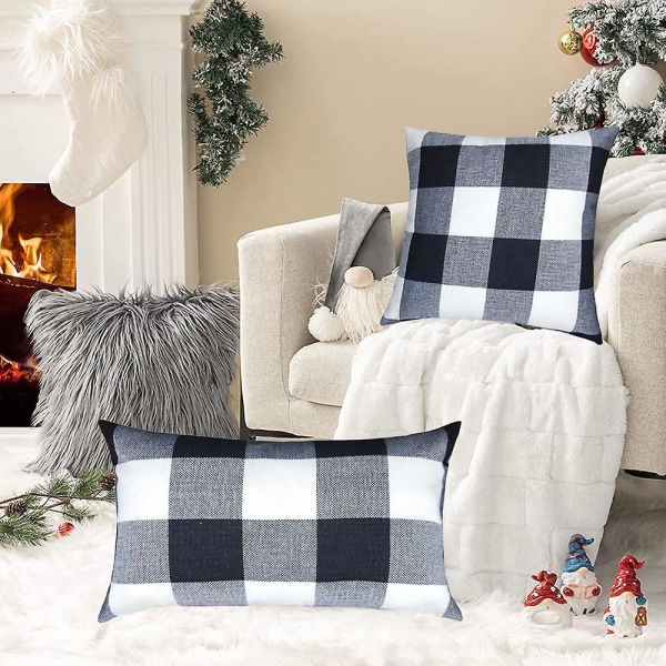Rustikke putetrekk i bondehus-stil, sett med 2 dekorative putevar i lin for sofa, stil 1 style1