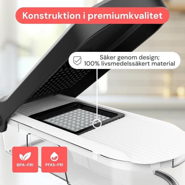 Grønnsakskutter Grønnsakskutter Mandolin Grønnsakskutter - Grønnsaks- og løksalatmatprosessor Manuell - Potetkutter Kompakt 6-i-1 Hvit