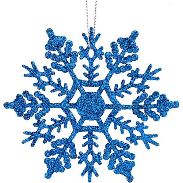 Joulupaketti 12 kpl 10 cm Glitter-Lumhiutaleita Ripustuskoristeita - Joulukoristeet (Kuninkaallinen Sininen)