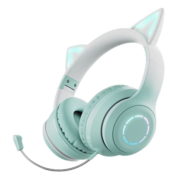 Bt029c Bluetooth-yhteensopiva kuulokegradientti Hehkuva Ergonominen Yhteensopiva Taitettava Hifi-stereomusiikki Irrotettavalla Mikrofonilla Cute Cat Ear Wirele Green