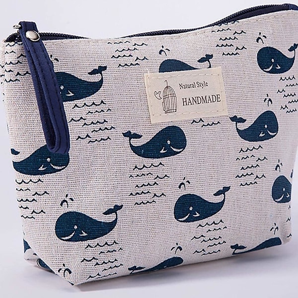 1 pakke kosmetik taske til kvinder, adorable rummelig makeup tasker rejse vandtæt toilettaske tilbehør arrangør dovendyr gaver Whale