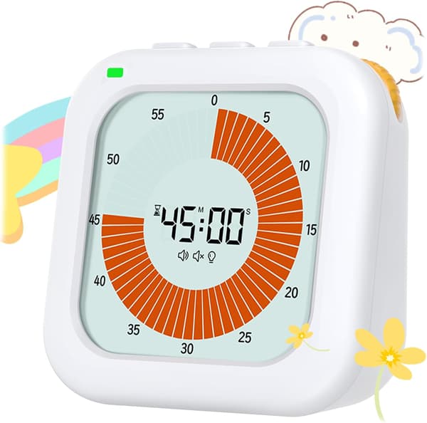 Visuel Timer til Børn, 60 Minutters Digital Nedtællingstimer til Børn Køkkentimer med Signal Lys Påmindelsesfunktion LCD Digital Timer