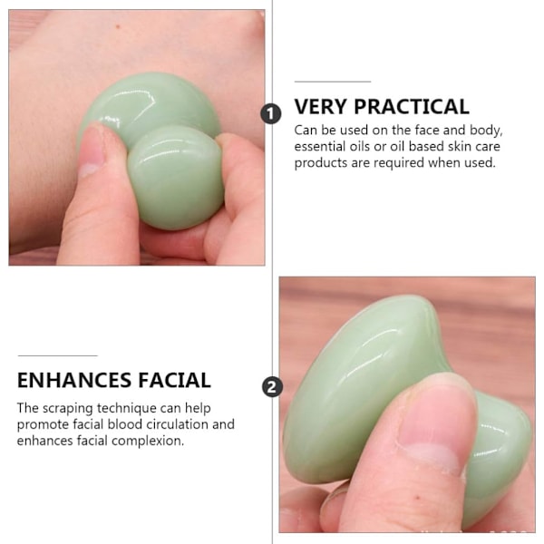 Skraping Massasjeverktøy Jade Chakra Healing Avslappende Stein Soppform Guasha Ansiktsmassasjer Bra for Øye Ansikt Hals Hud Kroppsskjønnhet Spa (2 stk)