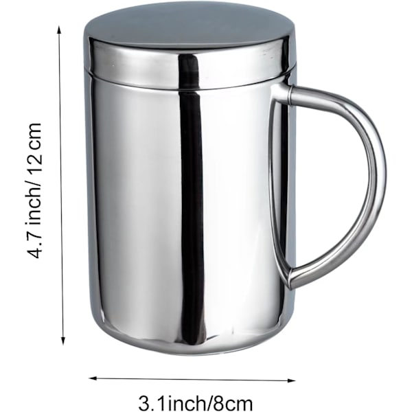 13,5oz/400ml Camping Mug Kaffe Mugg Kopp Dubbelväggig Rostfritt Stål Drickmugg med Lock för Hemma Kontor Camping Picknick