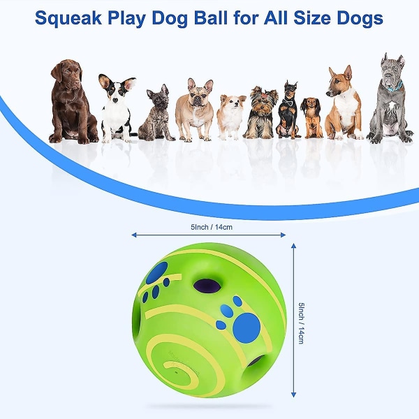 Giggle Ball Interaktiv Hundeball for Store Hunder Wobble Wag Ball 5.5\" Hundeleker Uforgjengelige Morsomme Squeaky Baller for Kjedsomhetstrening Tannrens