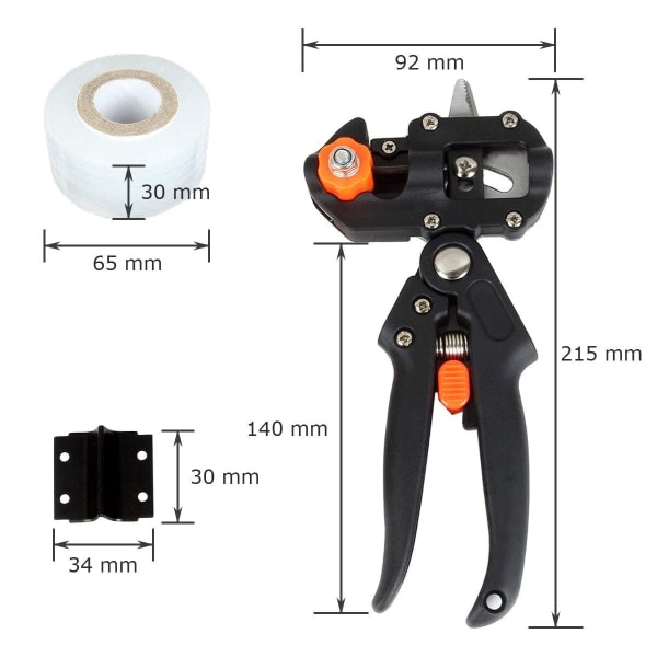 Professionelle pode-saks, pode-tang 3 udskiftelige klinger (V, Ω, U) i stål, pode-saks, med 5 tape-film, til frugttræer