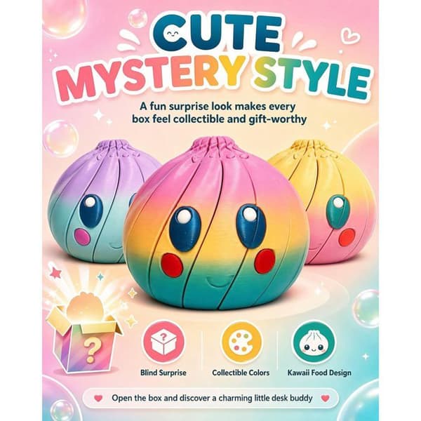 3D Dumpling Squishy Blind Box, Vridbar Fidget med Etui, Artikulerende Skrivebordsfigur, Håndflatestørrelse Stresslindrende Sensorisk Leketøy, Nyhetsgave