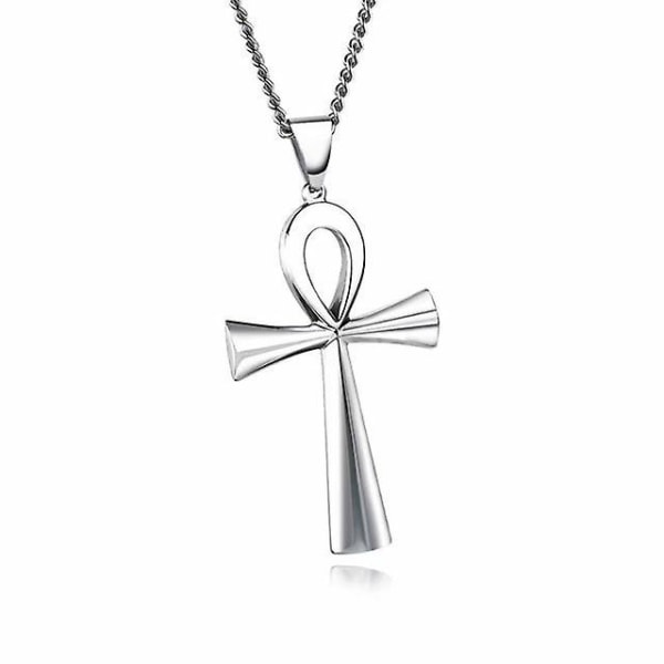 Ankh Cross Halsband För Man Kvinna Forntida Egypten Symbol för liv och evighet Amulett Bön Smycken Ankh hänge Halsband Silver