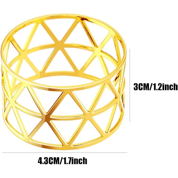 Guld Servett Ringar, 6-pack Metall Ihåliga Servetthållare Spännen Servett Ringar för Jul, Thanksgiving, Bröllop, Fest, Middag (Triangel)