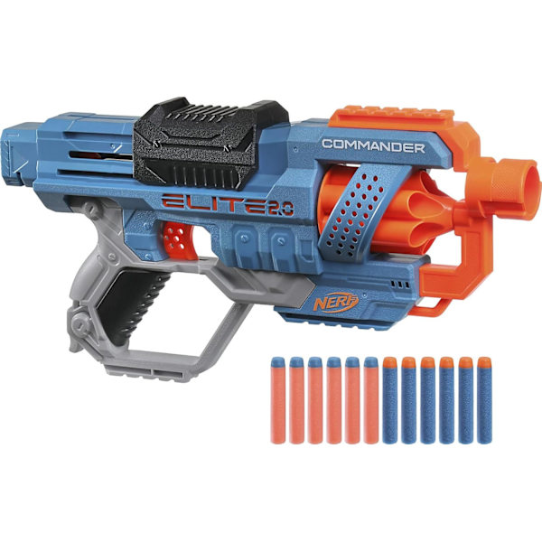 Nerf Elite 2.0 Commander RD-6 Blaster, 12 Official NERF Darts, 6-Dart Rotating Drum, Built-In Customizing Capabilities