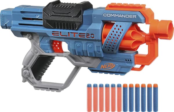 Nerf Elite 2.0 Commander RD-6 Blaster, 12 officielle NERF-pile, roterende tromle til 6 pile, indbyggede tilpasningsmuligheder