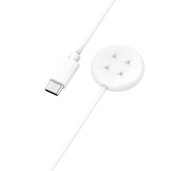 Lader Power Durable Egnet for Pixel Watch 2 Magnetisk USB Hurtiglading Kabel Dock Brakett Smartwatch Stasjon - White USB Port