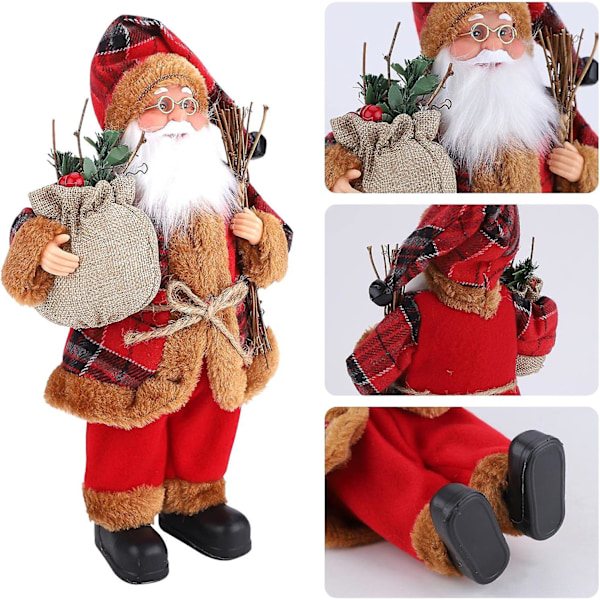 Traditionell Stående Tomte Mini Röd Juldekoration Ornament Dock Figur Långt Skägg För Fönster Bord Eldstad Juldekoration