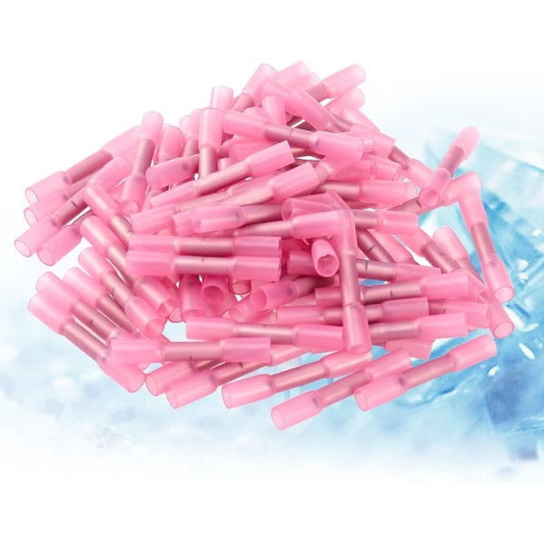 100 stk isolerte klemmer, krympekontakt for krymping 0,5-1,5 mm rosa