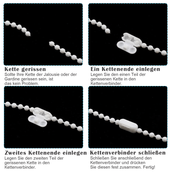 20 stk. Persienner Trækkæde Forbindelse Gardinkæde Samlinger