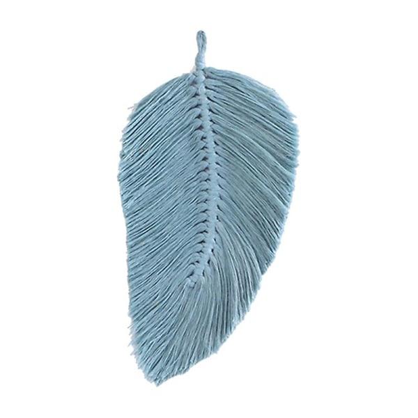 Macramé väggdekoration blad fjäder boho dekor bomullssnöre nordisk stil vävnad leksak barnrum tofsar dekor hem Haze Blue