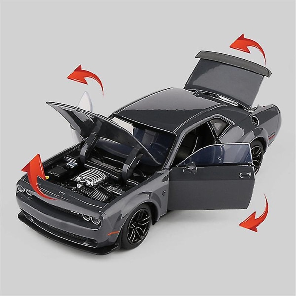 1:32 Dodge Challenger Srt Alloy Sportsvogn Model Diecast & Legetøj Metal Muscle Car Model Simulering Lyd og lys Børnegaver Red