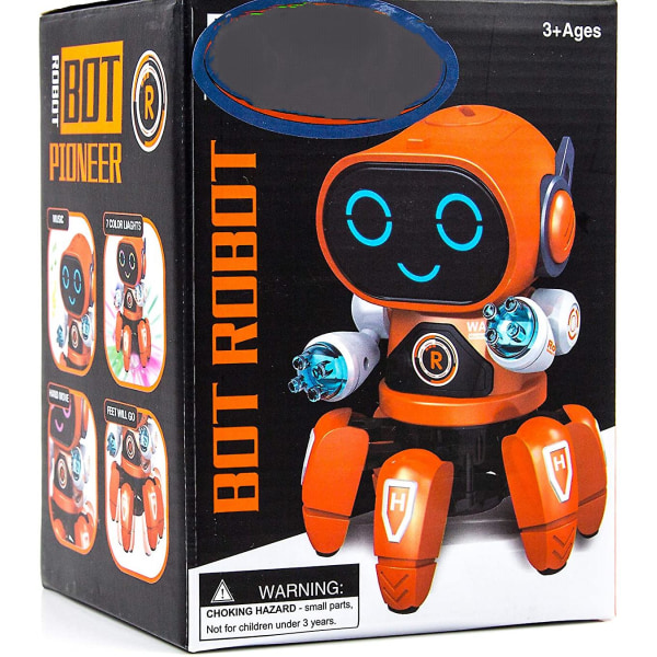 Dansande robot, gående elektronisk batteridriven blinkande ljus och musik barnrobot, robotleksaker för barn, present till 4 5 6 7 8 9 år gamla barn