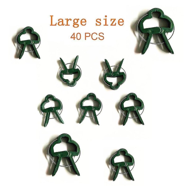 20 st återanvändbara trädgårdsväxtfästen, klämmor, stöd, fästelement, grönsaker, blommor, bindklämma, ny 40 PCS L