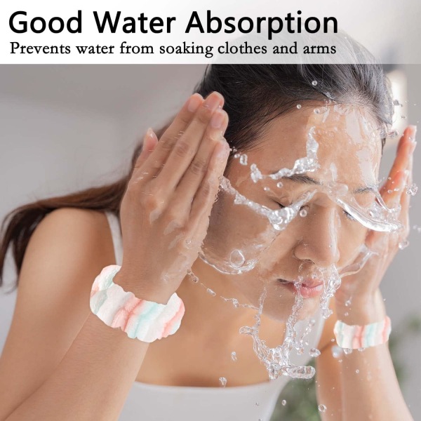 2 stk Ansiktsvaskarmbånd, Spa-armbånd Ansiktsvaskarmbånd Elastiske armbånd for vask av ansiktsabsorberende armbånd