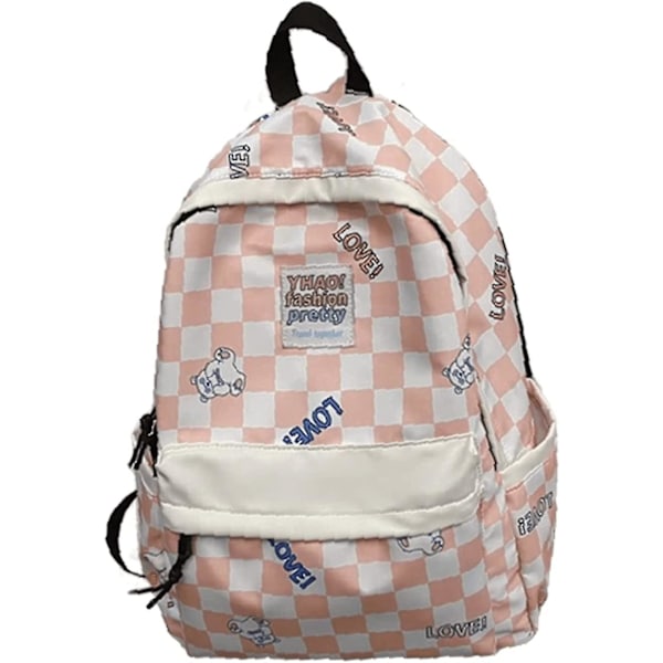 Ternet Rygsæk Gingham Skole Tasker Tilbage Til Skolen Tilbehør Til Studerende (pink) Hy
