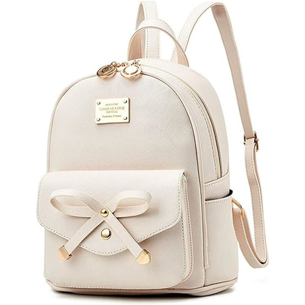 Kvinnors Ryggsäck Mini Ryggsäckar Flickor Rosett PU Läder Ryggsäck Handväska Söta Axelväskor Ryggsäck för Damer Liten Ryggsäck Tonåringar white