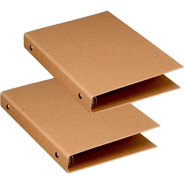 A5 6-Ringpärm, A5 Ringpärm Mapp, A5 Ringpärm 6 Hål, Kraft a5 mappar för att lägga till broschyrskydd Scrapbooking Papper Lösa ark, 2 st