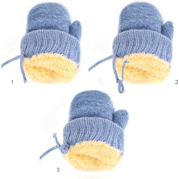 Toddler Magic Stretch Mittens Tjocka Plyschfodrade, Vinter Baby Boys Girls Stickade Vantar Varma Fluffiga Hel Fingerhandskar Kallt Väder Skidhandskar
